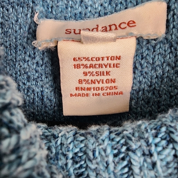 Sundance Teal Blue Marled Ribbed Turtleneck Pullover Sweater Silk Blend Size XL - Picture 4 of 6